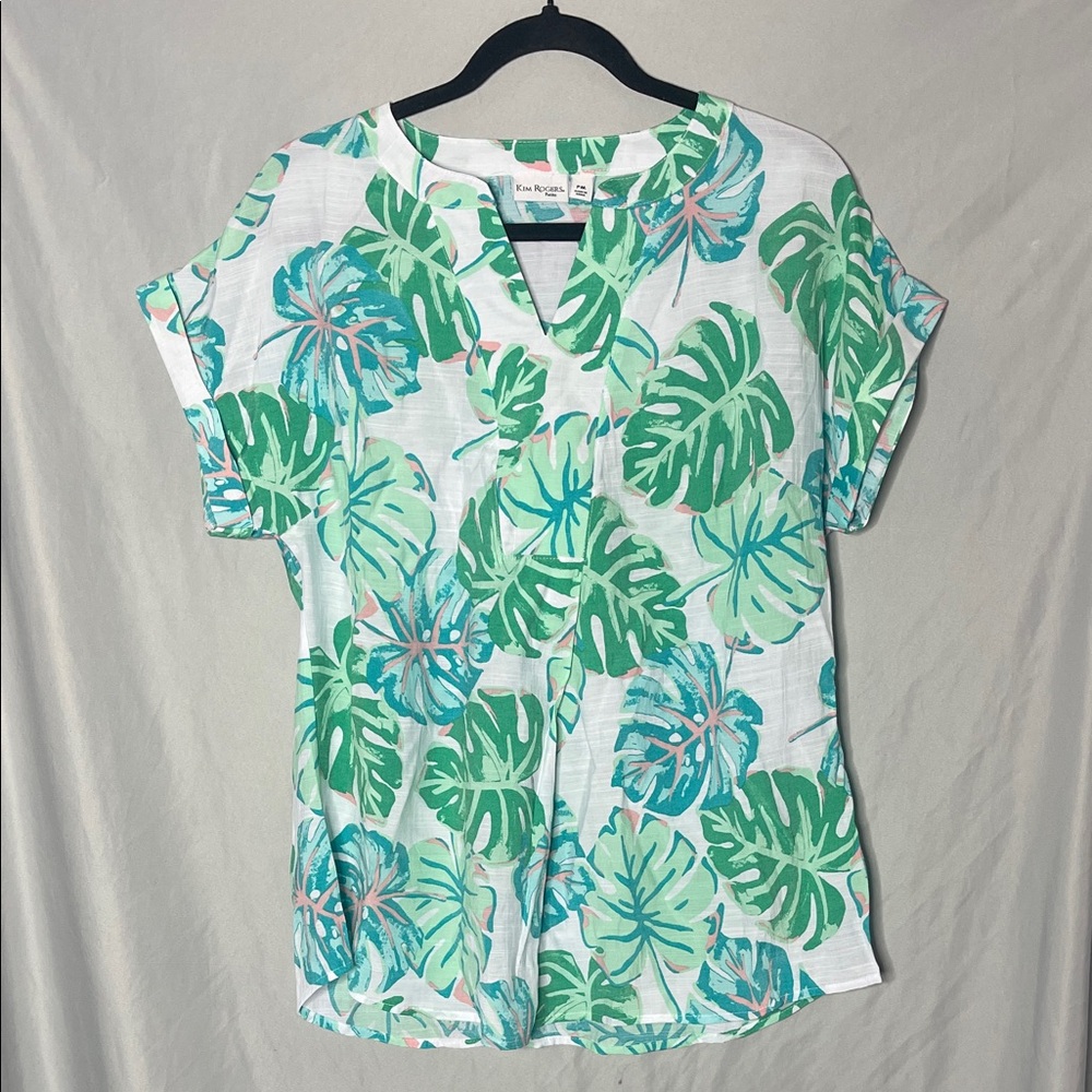 Kim Rogers Tropical Leaf Print Blouse